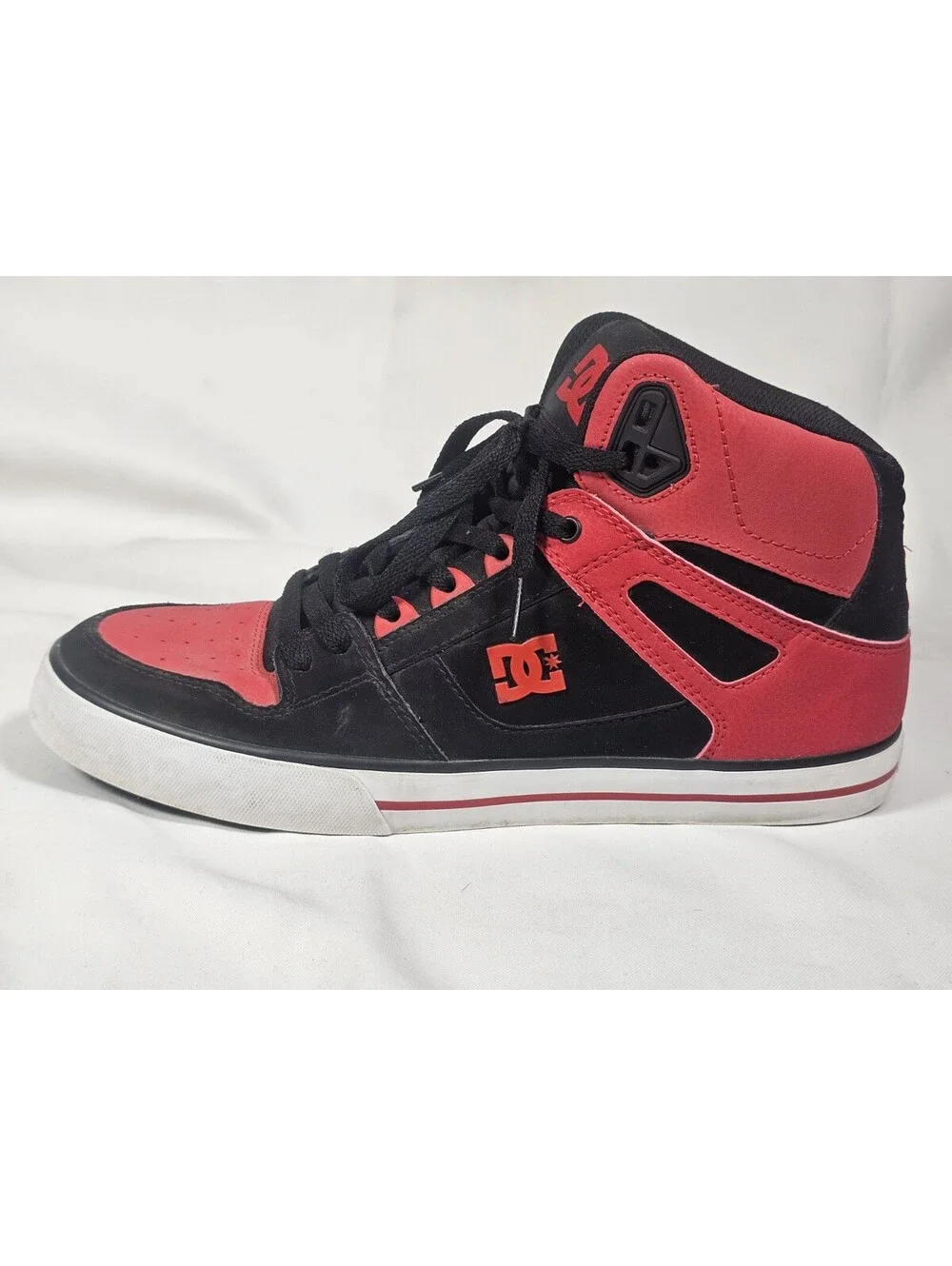 Men's Special Edition Pure Red & Black DC High-Top Shoes Size 12 - USA
